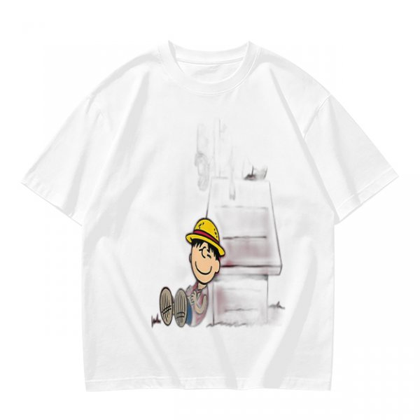 Olive Green T-Shirt with Smiling Boy in Yellow Hat Graphic