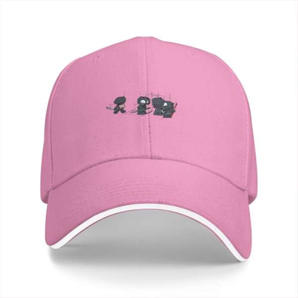 Black Baseball Cap With Chibi Ninja Characters Graphic
