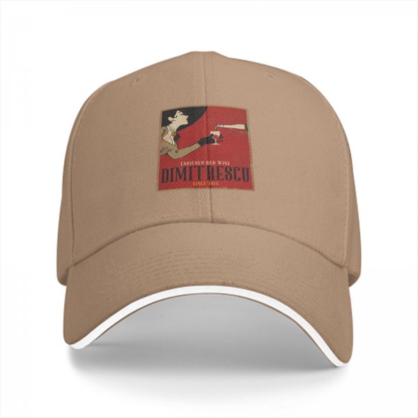 Black Baseball Cap With Vintage Wine Lady Graphic Print