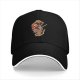 Black Baseball Cap with Sushi Dragon Graphic Print