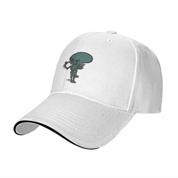 Black Baseball Cap With Alien Holding Drink Graphic