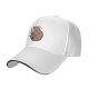 Black baseball cap with orange cat hugging skull and crescent moon print