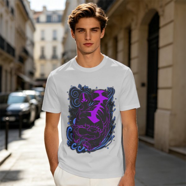 Olive Green T-Shirt With Neon Purple Avatar The Last Airbender Art Print