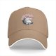 Black Baseball Cap with Cherry Blossom Tree and Whimsical Creature Print