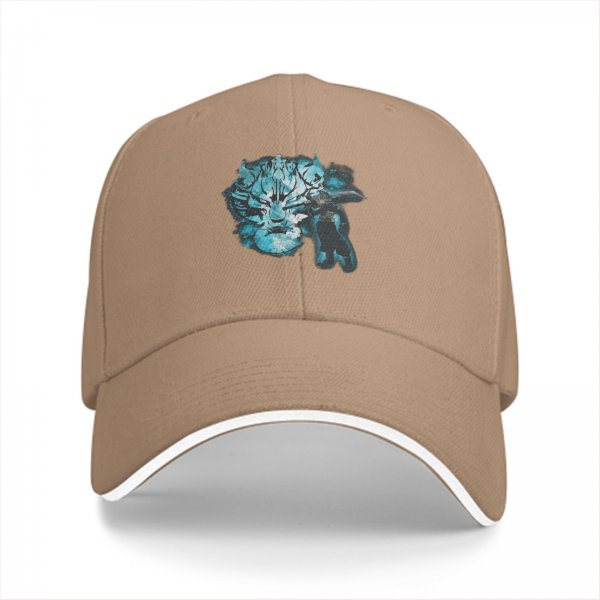 Black Baseball Cap With Blue Mythical Beast Graphic Print