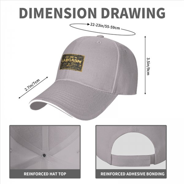 Black baseball cap with 'Sarcasm Since the 1900s' gold graphic
