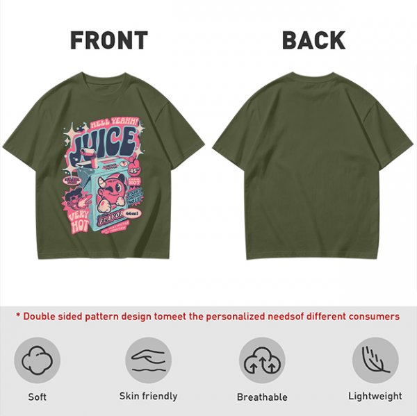 Olive t-shirt with retro hot juice devil graphic print