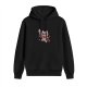 Black Hoodie With Cute Warrior Cat Graphic Print