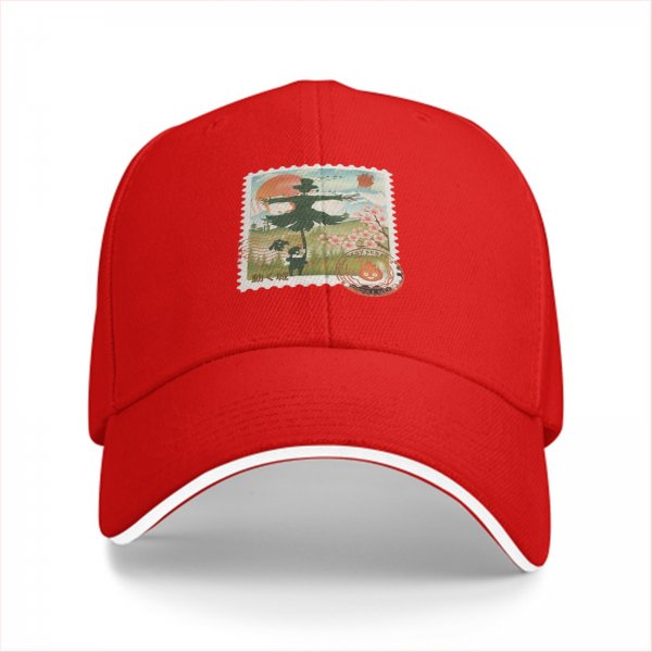 Black Baseball Cap with Howl's Moving Castle Scarecrow Stamp Art
