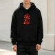 Black hoodie with little devil fire graphic print
