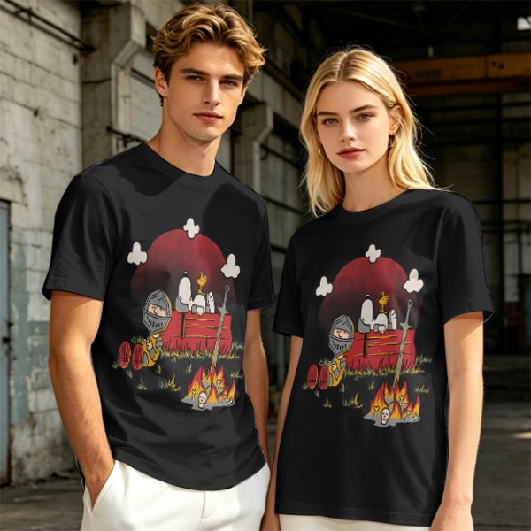 Snoopy and Charlie Brown Knight Campfire Graphic T-Shirt
