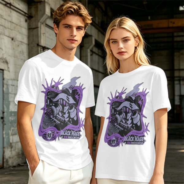 Olive Graphic T-Shirt with Black Mage Records Wizard Artwork
