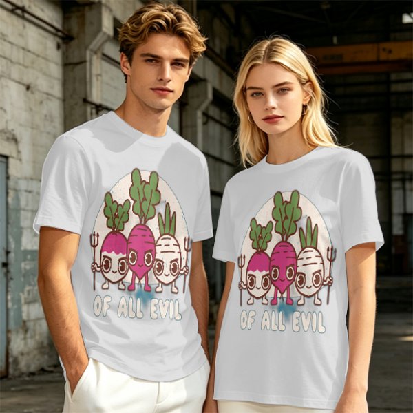 Olive Graphic T-Shirt With Evil Vegetable Characters Design