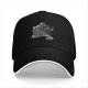 Black Baseball Cap with Black Cat and Wizard Hat Graphic