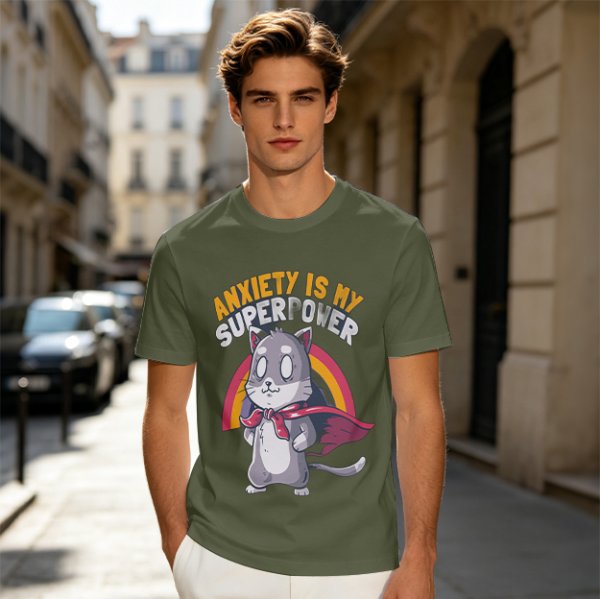 Anxiety Is My Superpower Cat Graphic T-Shirt