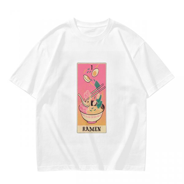 Olive T-Shirt With Ramen Tarot Card Style Graphic Print