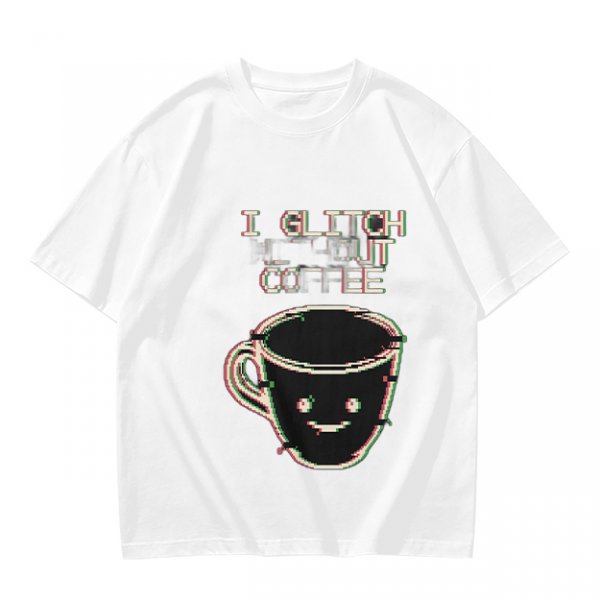 Olive Glitch Coffee Themed Graphic T-Shirt