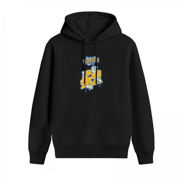 Black Hoodie With Cheese Graphic Print Design