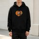 Black hoodie with hugging monkeys inside a heart graphic