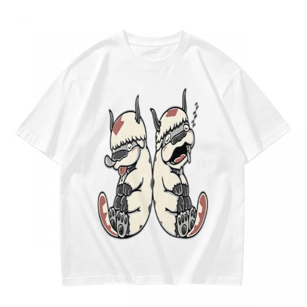Olive T-Shirt With Two Sleepy Sky Bison Character Prints