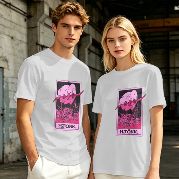 Olive T-Shirt With Tarot Card Style Goose Print HJÖNK