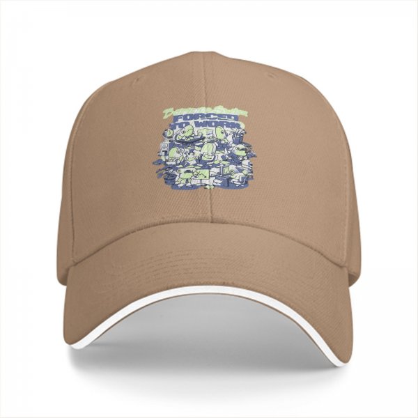 Black baseball cap with 'Forced to Work' office alien graphic
