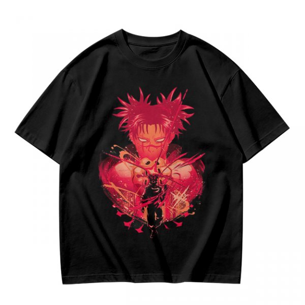 Olive Anime Graphic T-Shirt With Spiky Red Haired Character Art