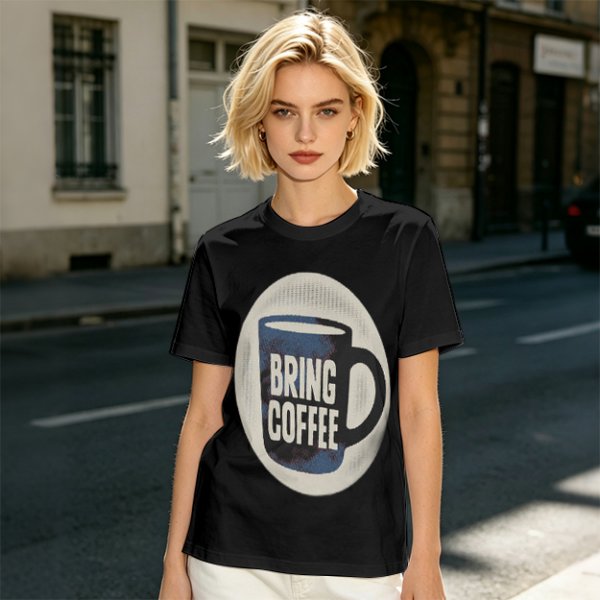 Olive Green Graphic T-Shirt With Bring Coffee Mug Print