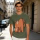 Olive Green T-Shirt With Cute Sleeping Red Panda Graphic