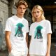 Olive T-Shirt With Glowing Teal Mushroom Creature And Moon Print