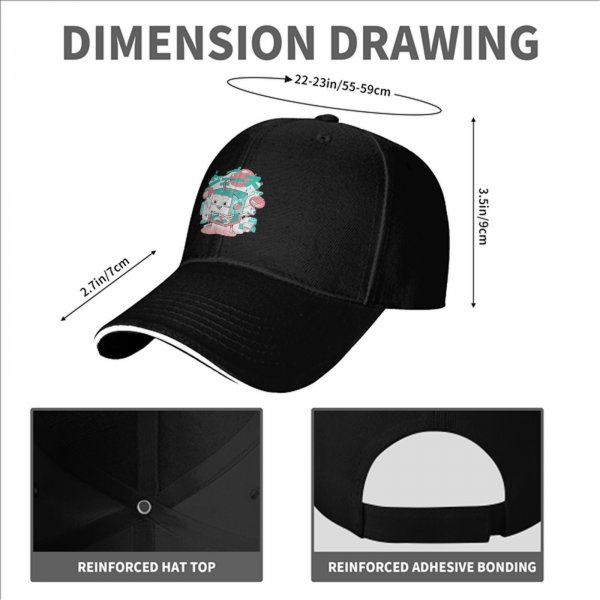 Black Baseball Cap with Cute Cartoon Juice Box Character Print
