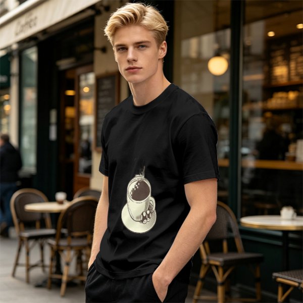 Olive T-Shirt With Hot Cocoa Cup And Marshmallows Graphic Print
