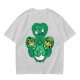 Olive Green T-Shirt With Studio Ghibli Clover Graphic Print