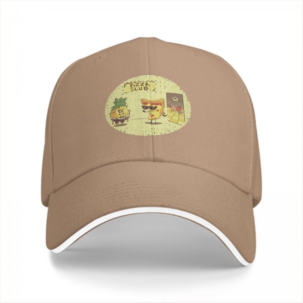 Black Baseball Cap With Pizza Club Pineapple Slice Graphic