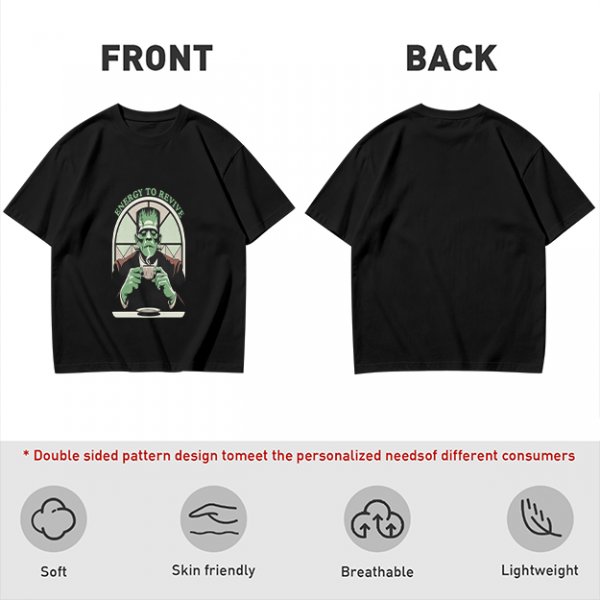 Frankenstein Monster Coffee T-Shirt Energy To Revive