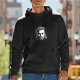 Black Hoodie With Bearded Man Portrait Graphic Print