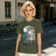 Olive T-shirt with Tangled Orange Cat Yarn It Print