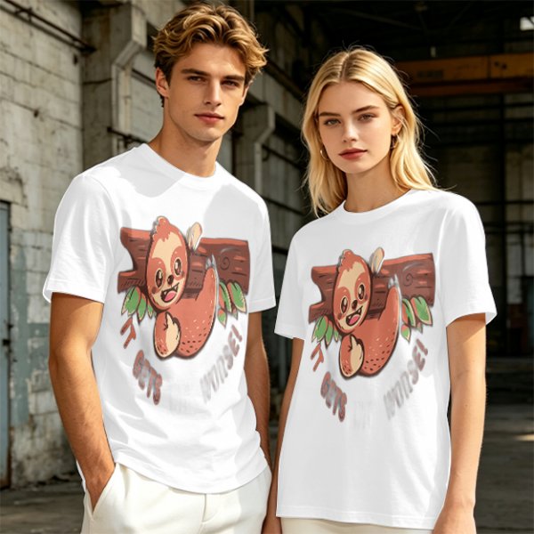 Olive T-Shirt with Cute Sloth 'It Gets Better' Graphic Print