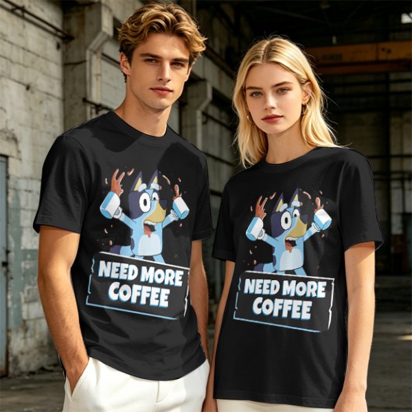 Bluey Character 'Need More Coffee' Graphic T-Shirt