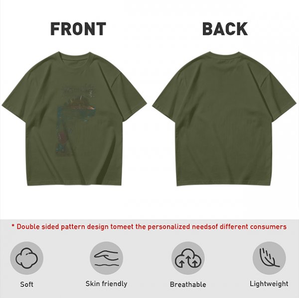 Olive Green Oversized T-Shirt With Abstract Graphic Print