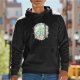 Black hoodie with floral cannabis leaf graphic design