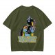 Olive T-shirt with Evil Girl Graphic Print