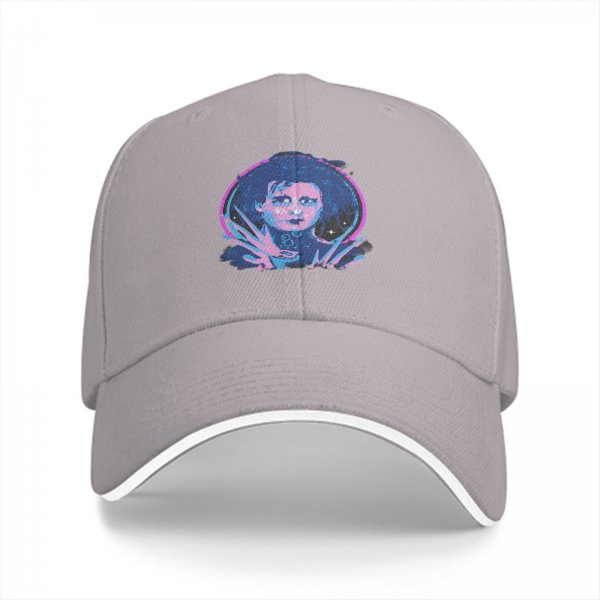 Black Baseball Cap With Neon Edward Scissorhands Portrait Print