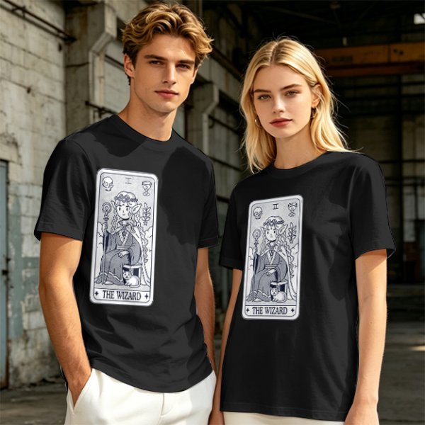 Olive T-Shirt With The Wizard Tarot Card Style Graphic Print