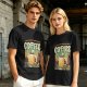 Olive Graphic T-Shirt With Coffee And Mountain Sunrise Design