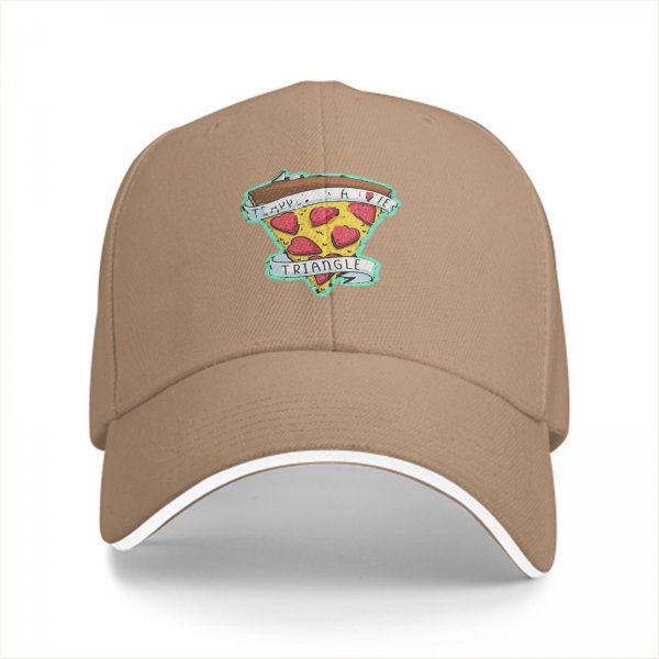 Black Baseball Cap With Pizza Slice Heart Print Design
