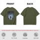 Olive T-Shirt With Dark Fantasy Silhouette Print Of Warrior And Winged Beast