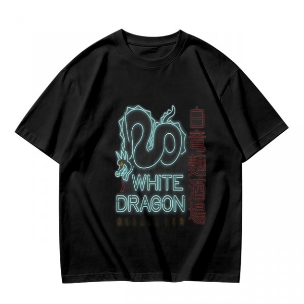 Olive T-Shirt With Neon White Dragon Graphic Print