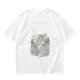 Olive Green Crewneck T-Shirt With Whimsical Graphic Print