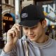 Black baseball cap with gothic teacup skull and rose print